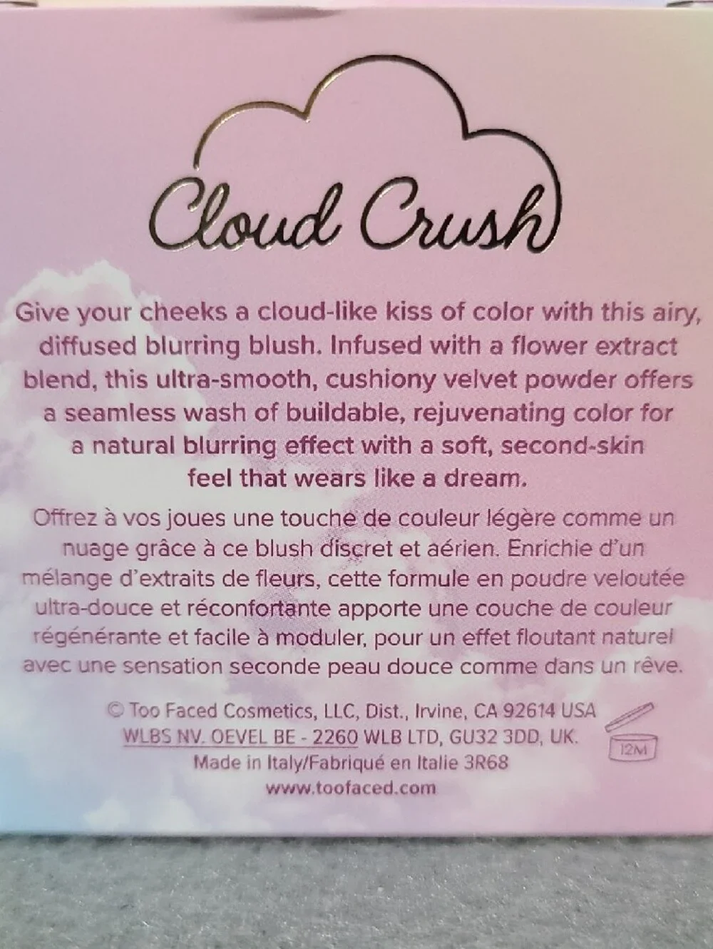 Too Faced Cloud‎ Crush Blurring Blush — Berry Dreamy NEW IN BOX